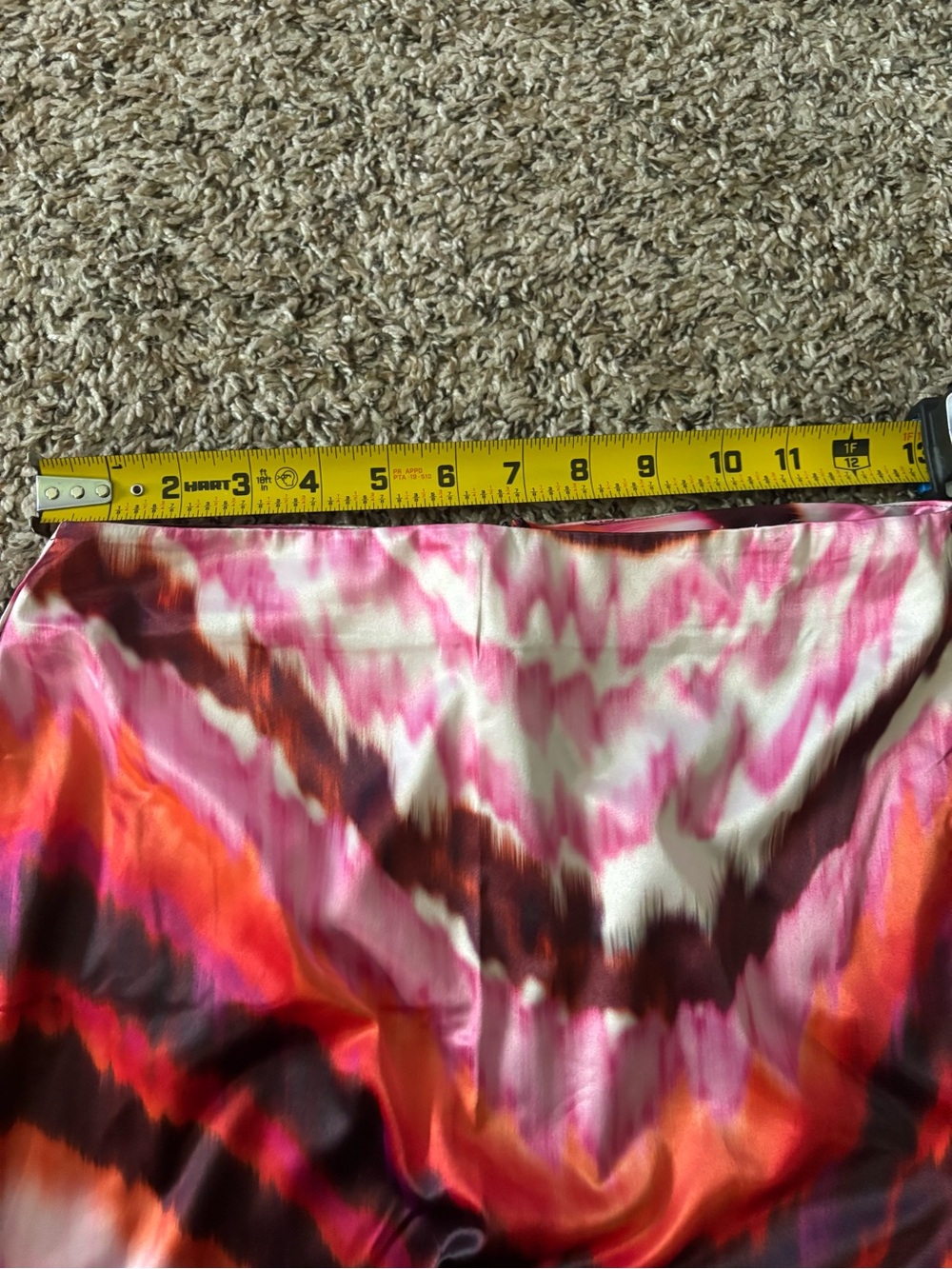 NWT Abstract Print Satin Maxi Skirt – Pink Orange & Black Statement Skirt - Picture 10 of 12